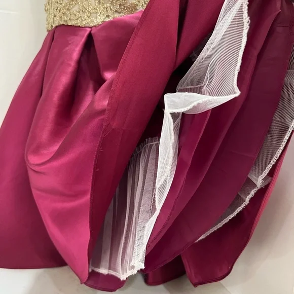 Elegant Gold and Red Kids Dress - Picture 9 of 14